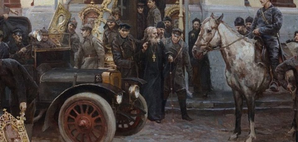 В год 100-летия русской революции написана картина «Изгнание братии Московского подворья Валаамского монастыря в 1924-м году»